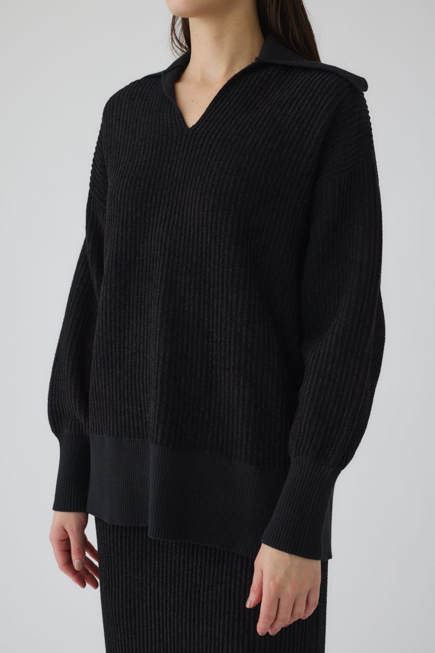 11/19- order start Basic collar rib pullover BLK FREE