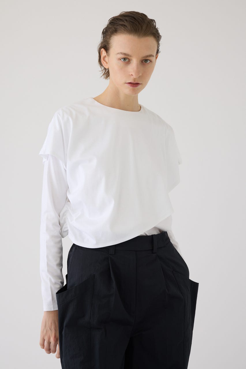 2/18- order start Layered gather cut tops WHT FREE