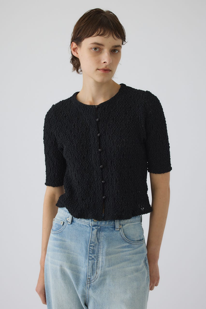 Shirring lace compact tops BLK FREE