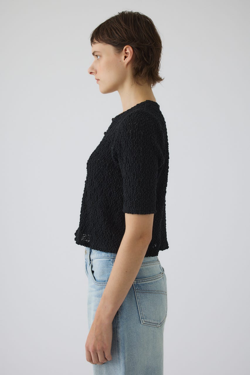 Shirring lace compact tops BLK FREE