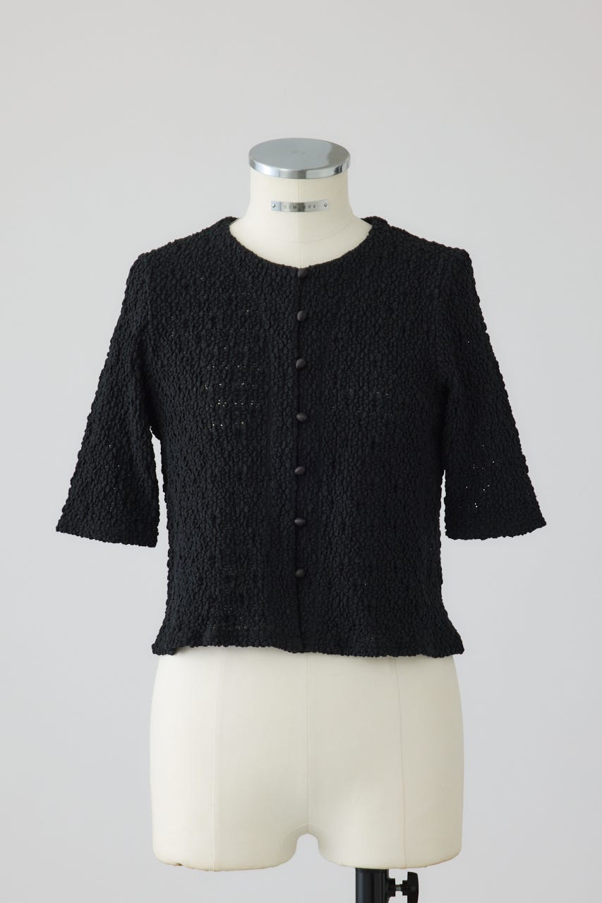 Shirring lace compact tops BLK FREE