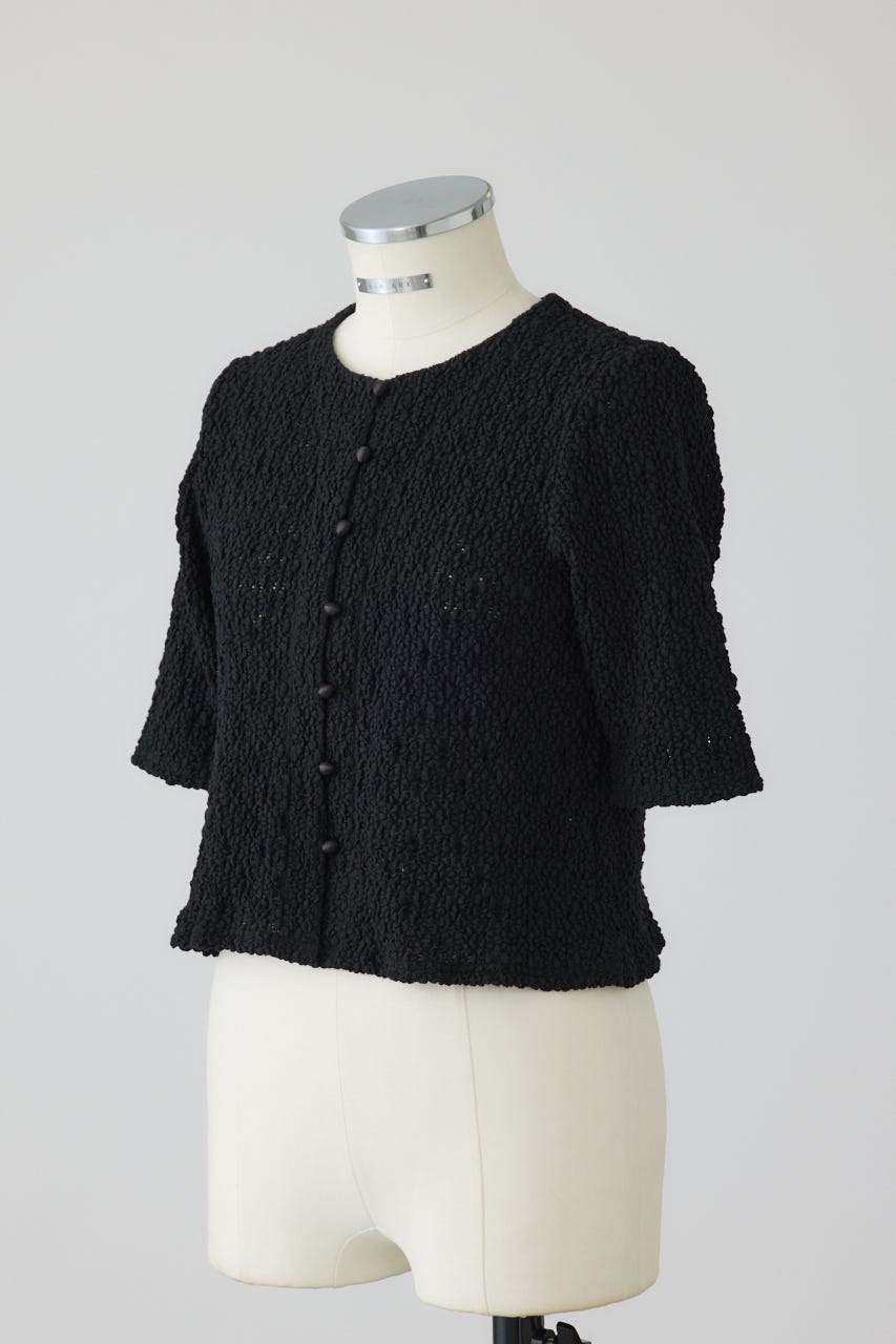 Shirring lace compact tops BLK FREE