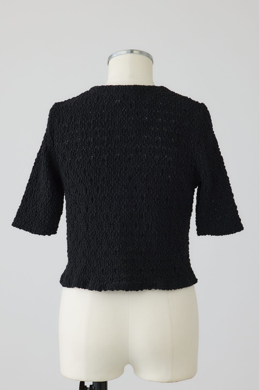 Shirring lace compact tops BLK FREE