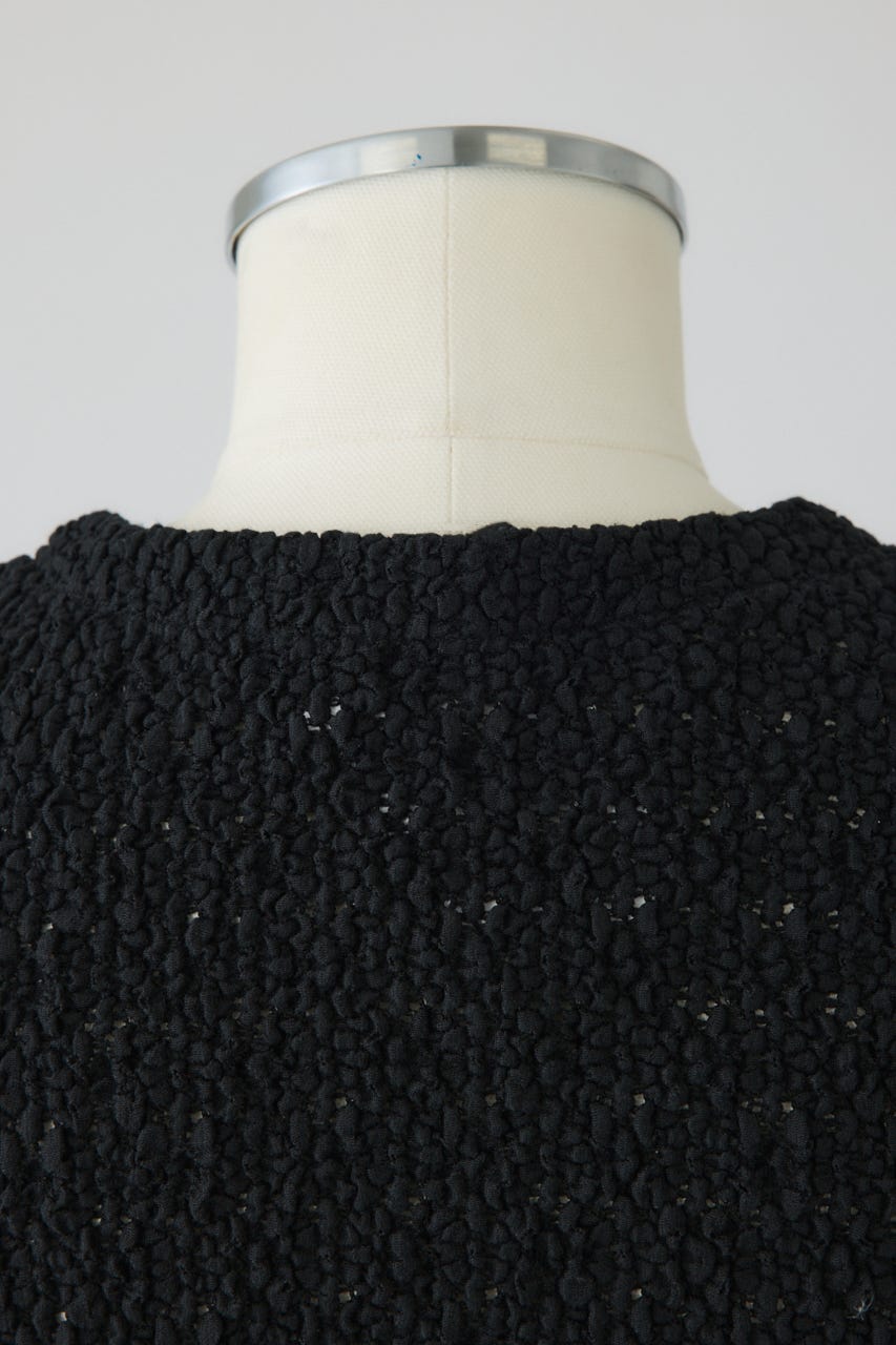Shirring lace compact tops BLK FREE