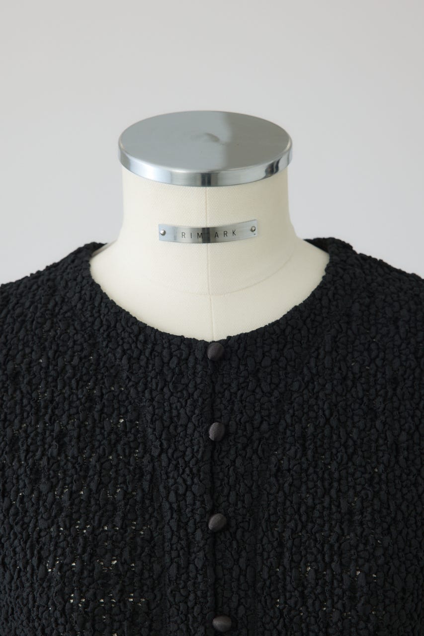 Shirring lace compact tops BLK FREE