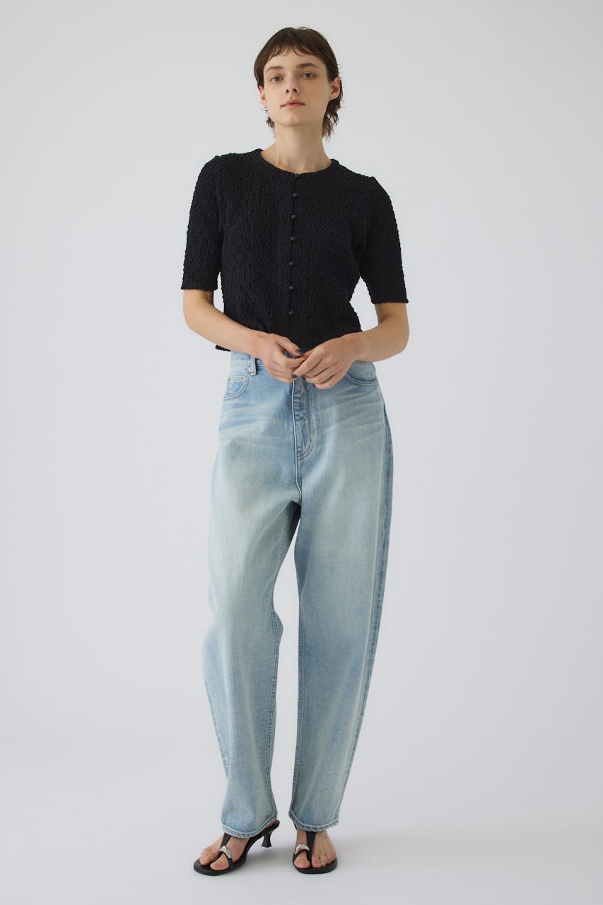 Shirring lace compact tops BLK FREE