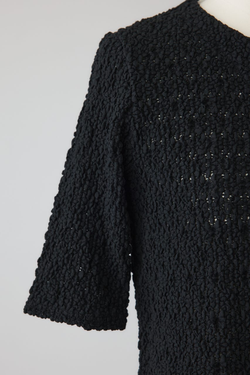 Shirring lace compact tops BLK FREE