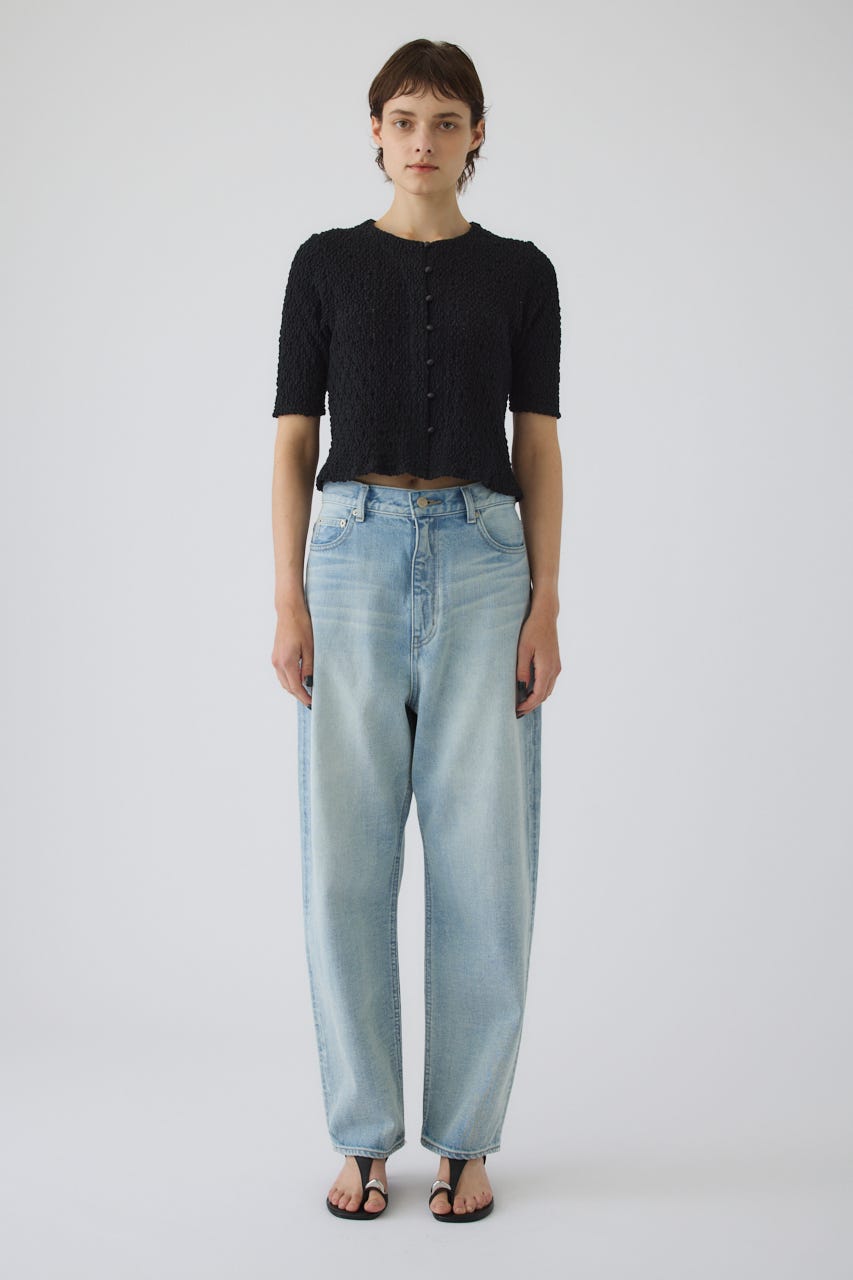 Shirring lace compact tops BLK FREE