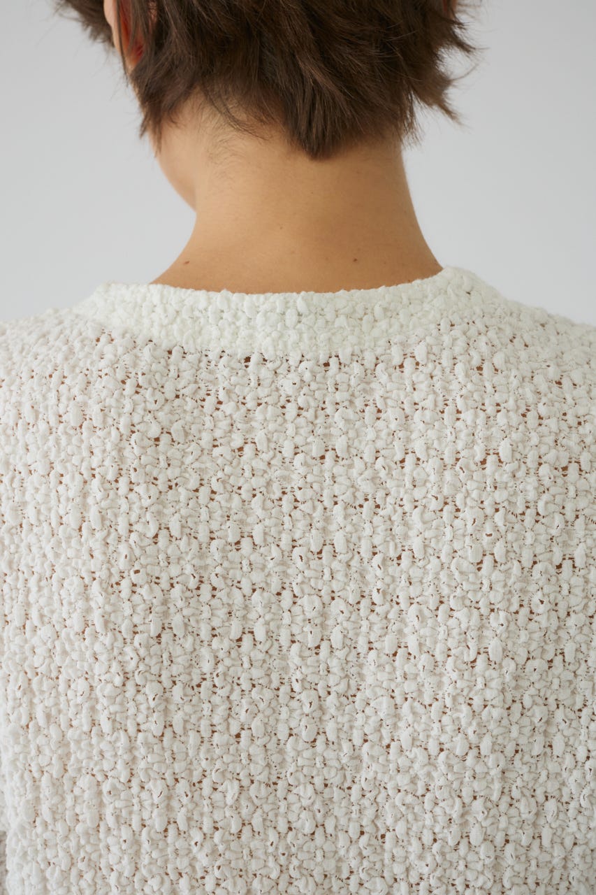 Shirring lace compact tops WHT FREE