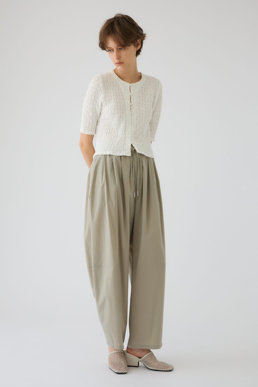 Shirring lace compact tops WHT FREE