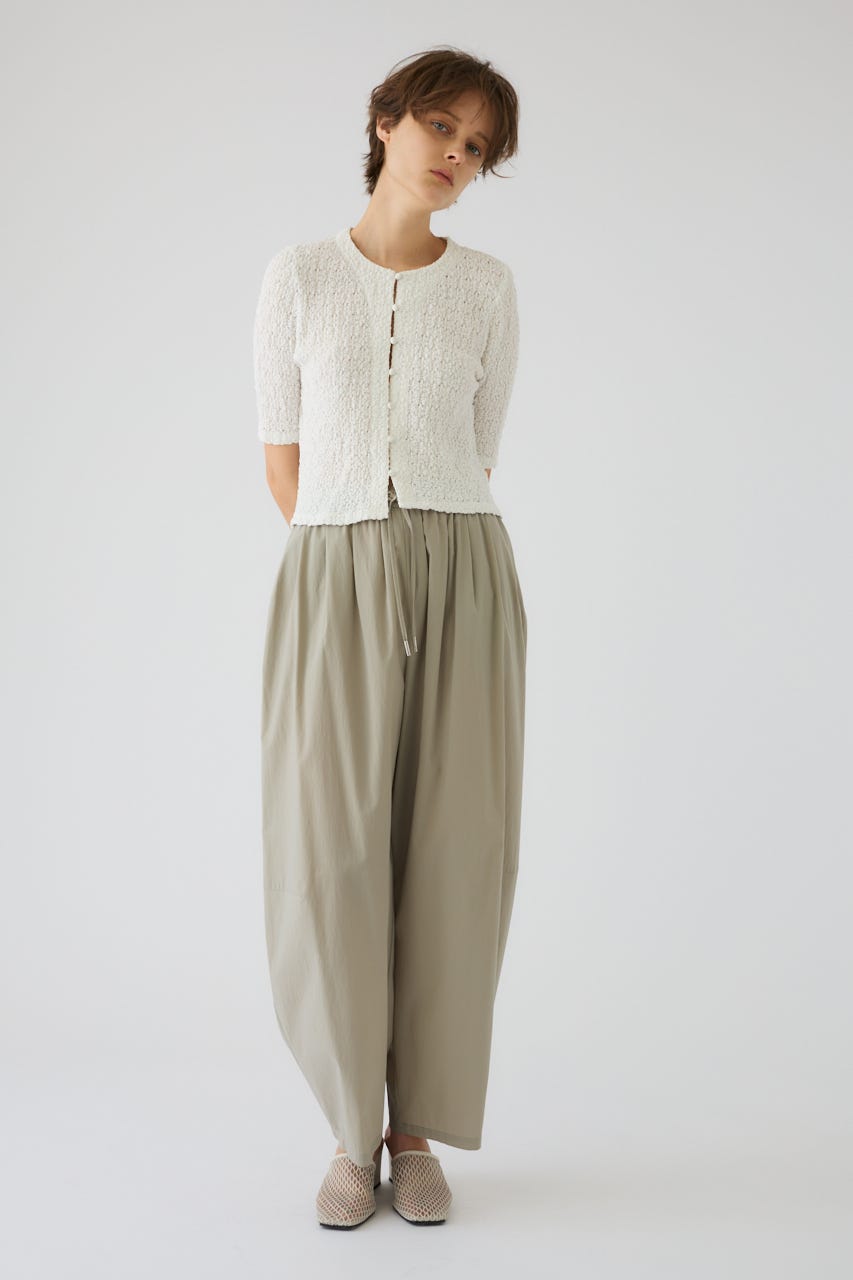 Shirring lace compact tops WHT FREE