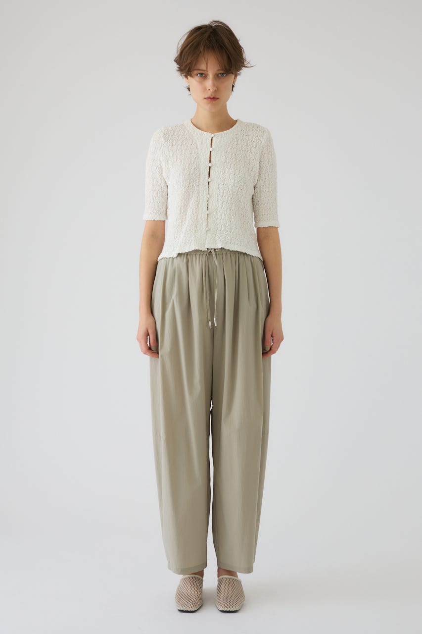 Shirring lace compact tops WHT FREE