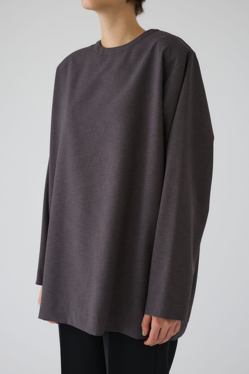Oversize woven L/S T-SH C.GRY FREE