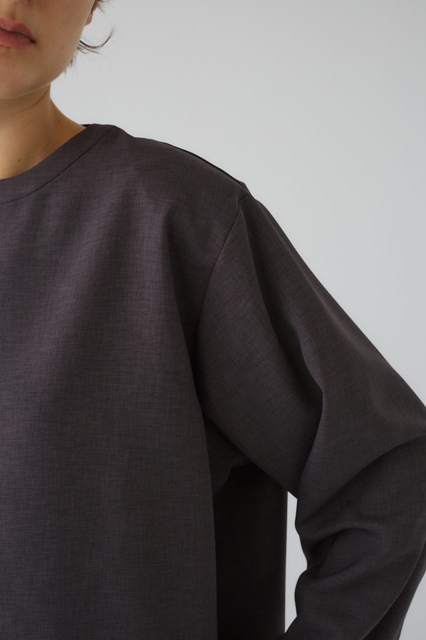 Oversize woven L/S T-SH C.GRY FREE