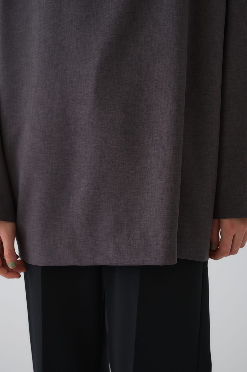 Oversize woven L/S T-SH C.GRY FREE