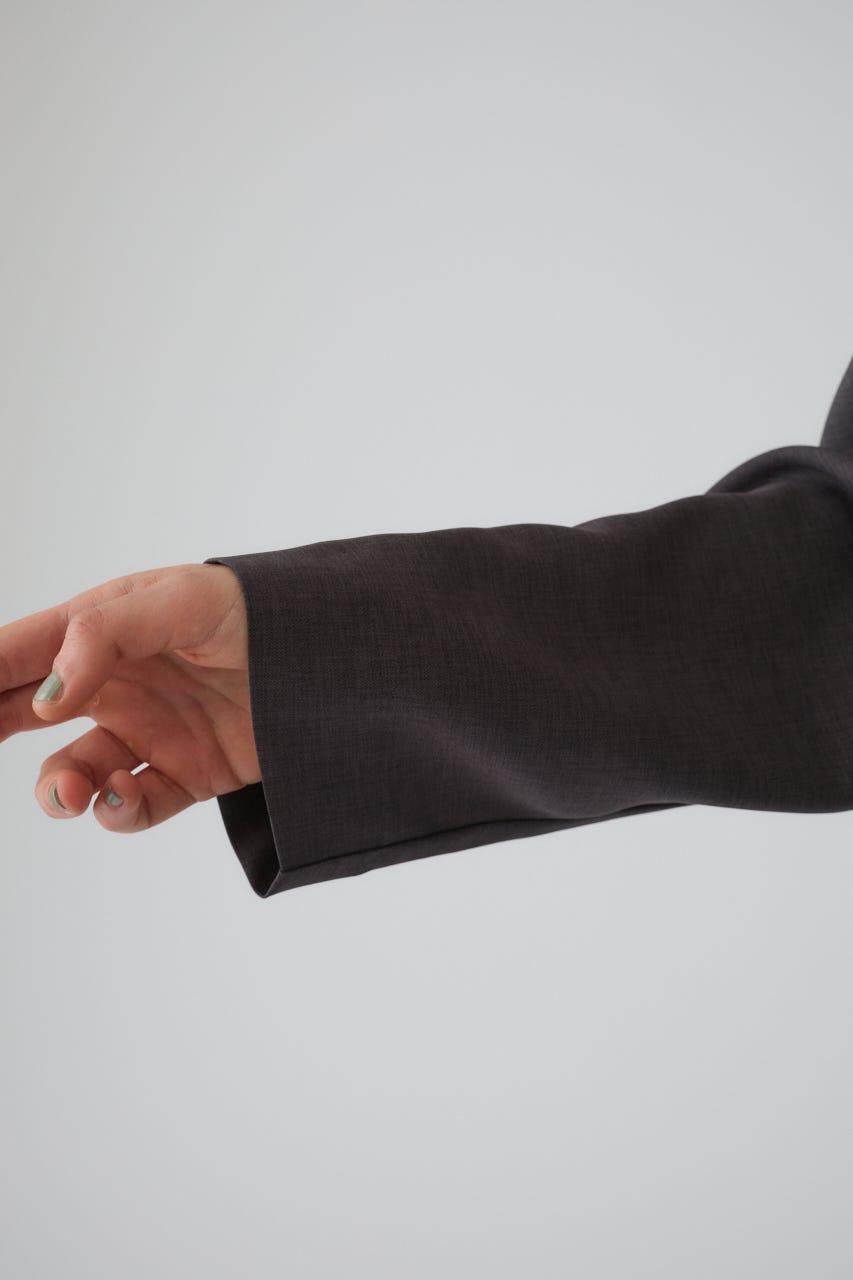 Oversize woven L/S T-SH C.GRY FREE