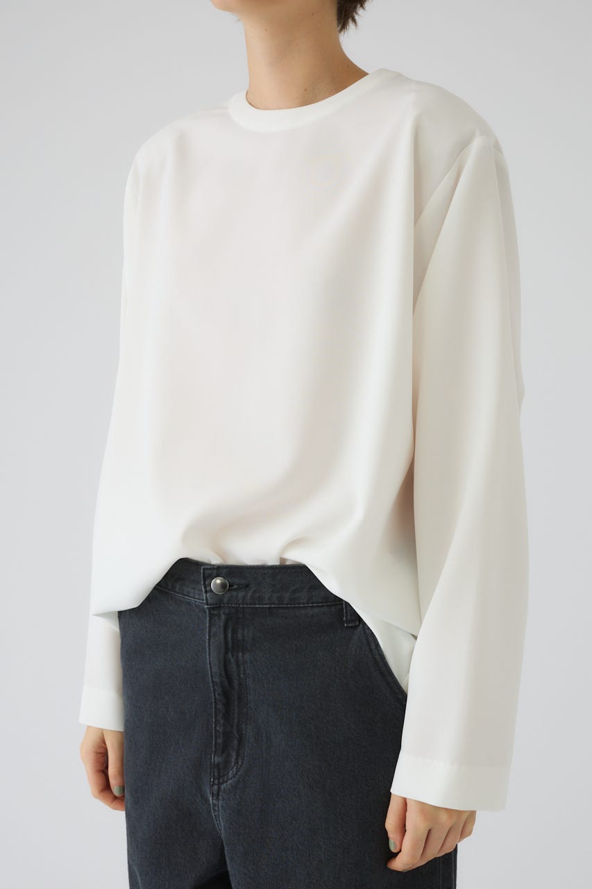 Oversize woven L/S T-SH WHT FREE