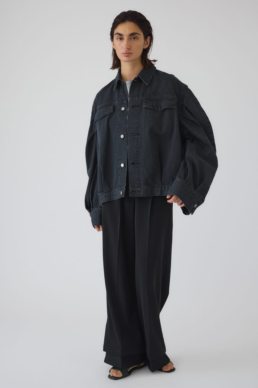 3/4 order start Big puff sleeve denim JK BLK 38