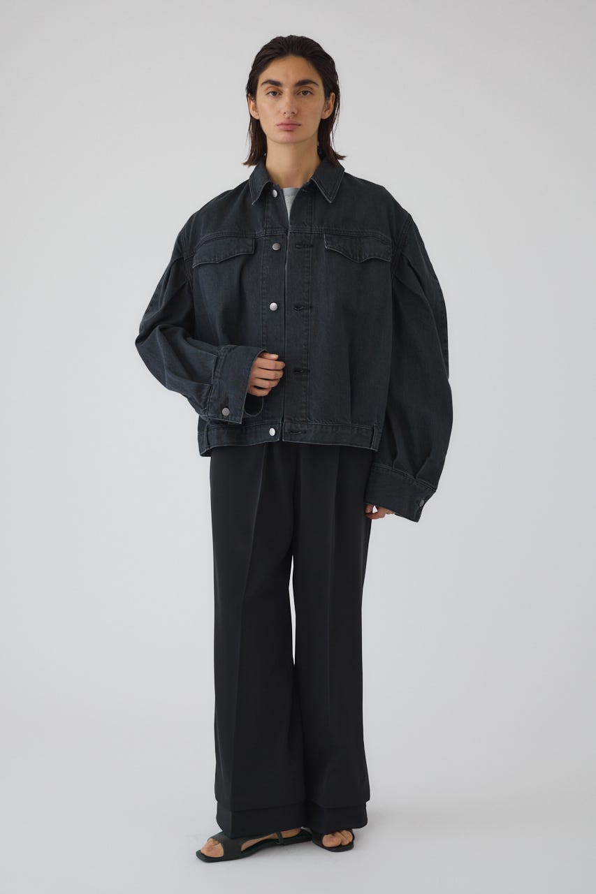 3/4 order start Big puff sleeve denim JK BLK 38