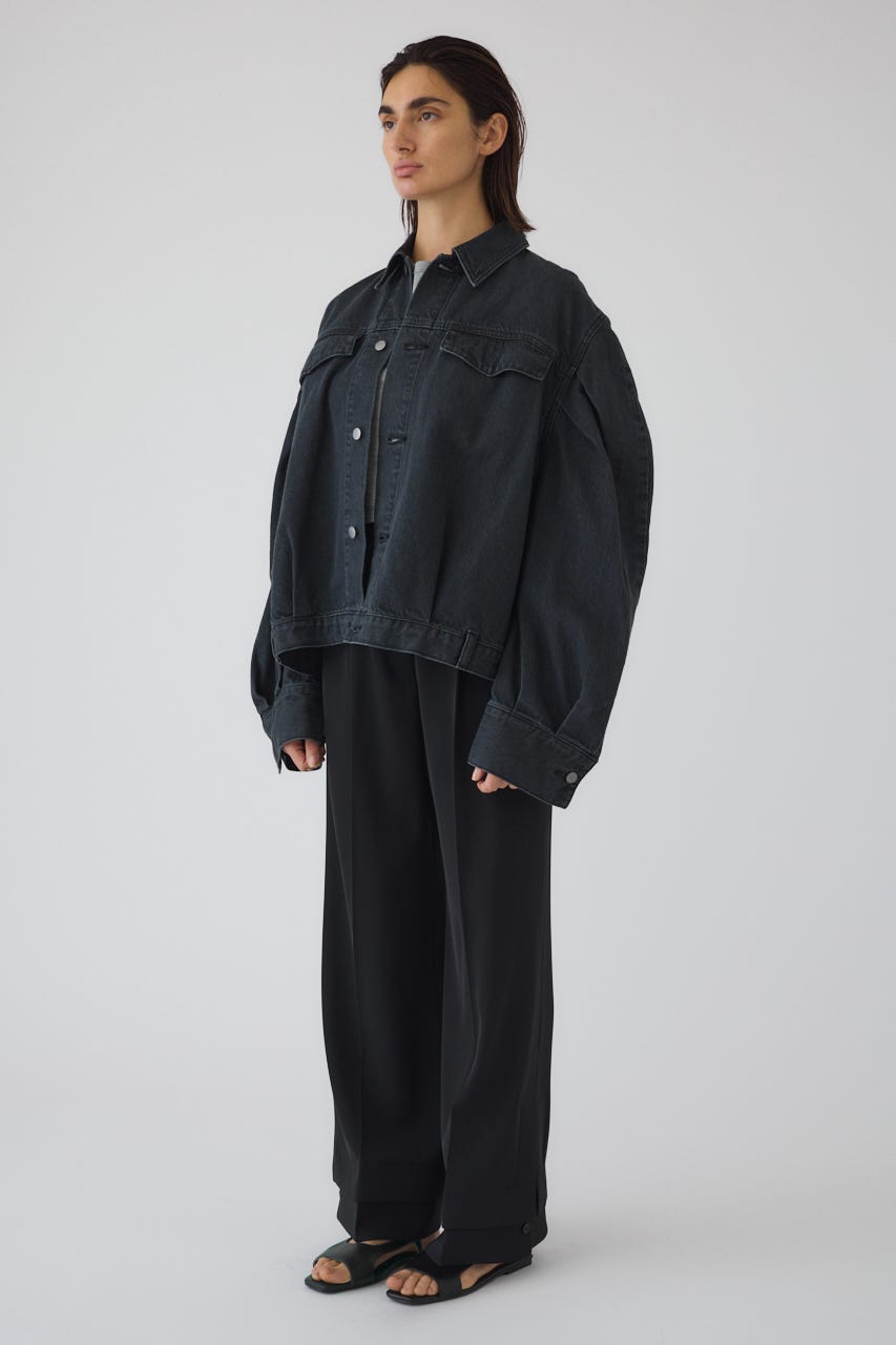 3/4 order start Big puff sleeve denim JK BLK 38