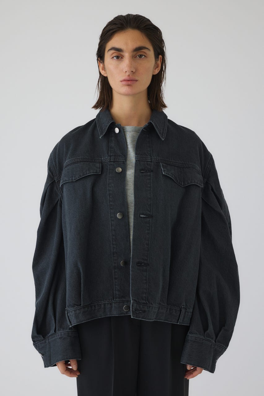 3/4 order start Big puff sleeve denim JK BLK 38