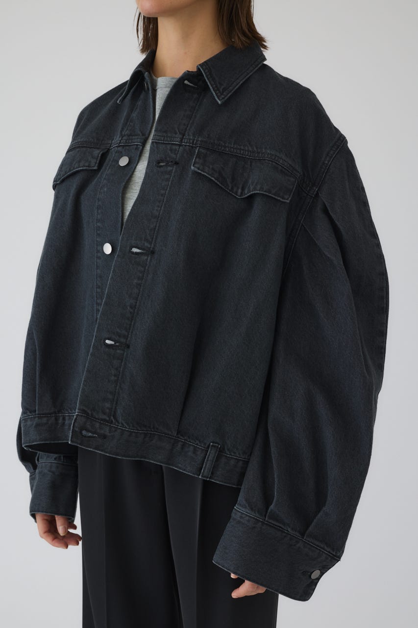3/4 order start Big puff sleeve denim JK BLK 38