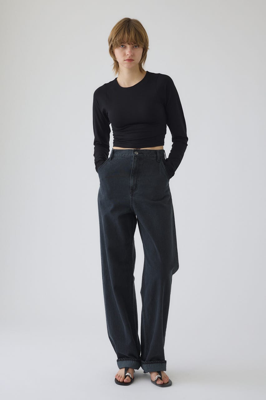 3/4 order start Stylish work denim PT BLK 38