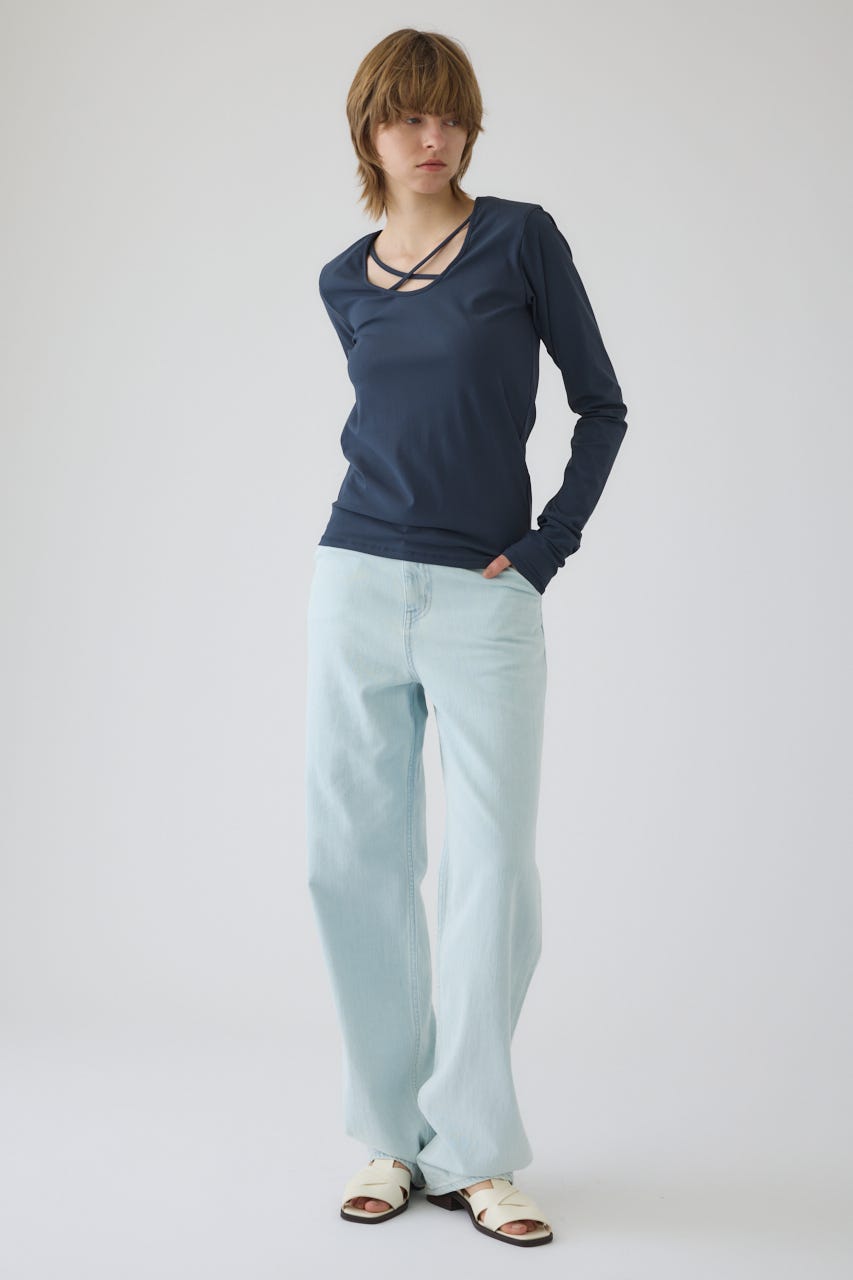 3/4 order start Stylish work denim PT BLU 36