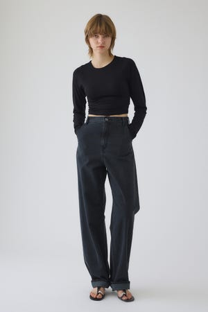 3/4 order start Stylish work denim PT