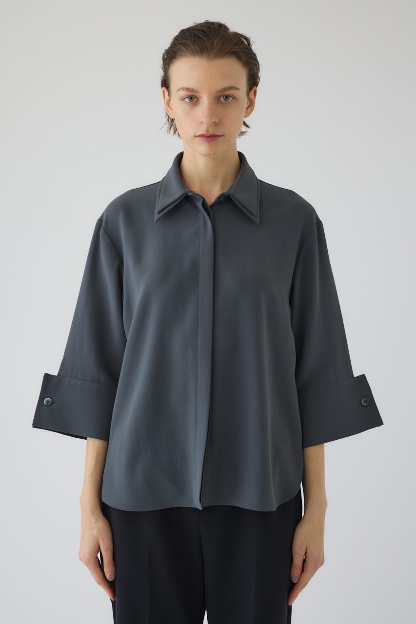 2/4- order start W-collar classical blouse GRY FREE