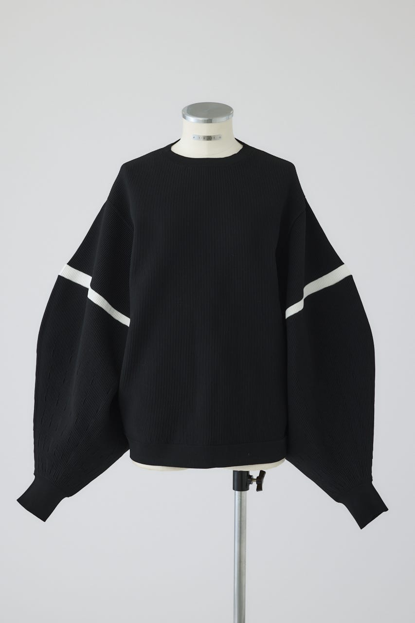 2/4- order start Volume sleeve design knit tops BLK FREE