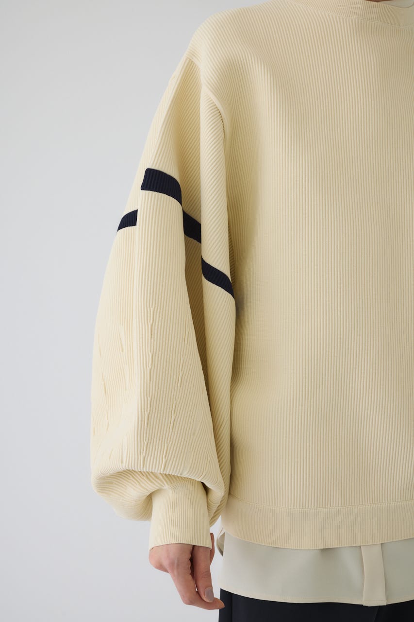 2/4- order start Volume sleeve design knit tops O/WHT FREE