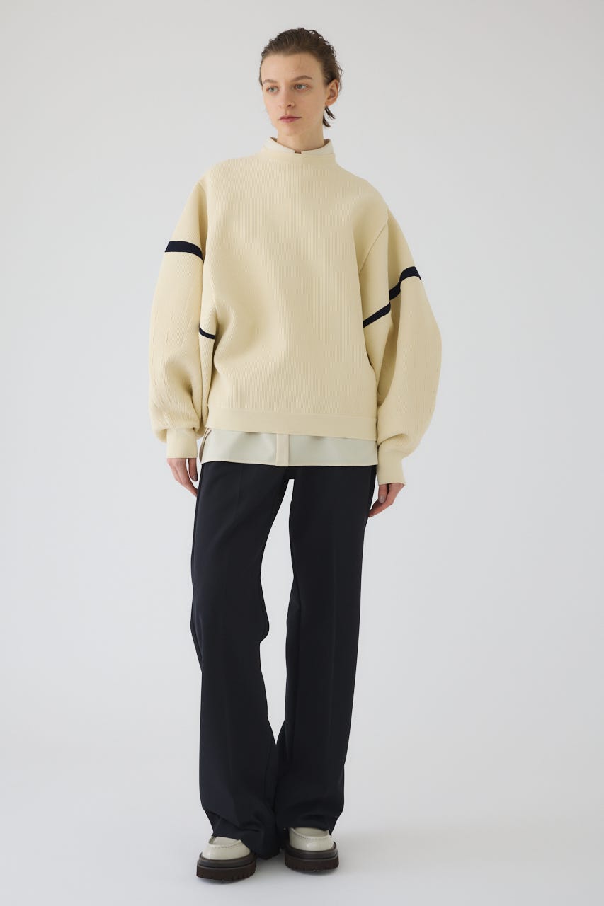 2/4- order start Volume sleeve design knit tops O/WHT FREE