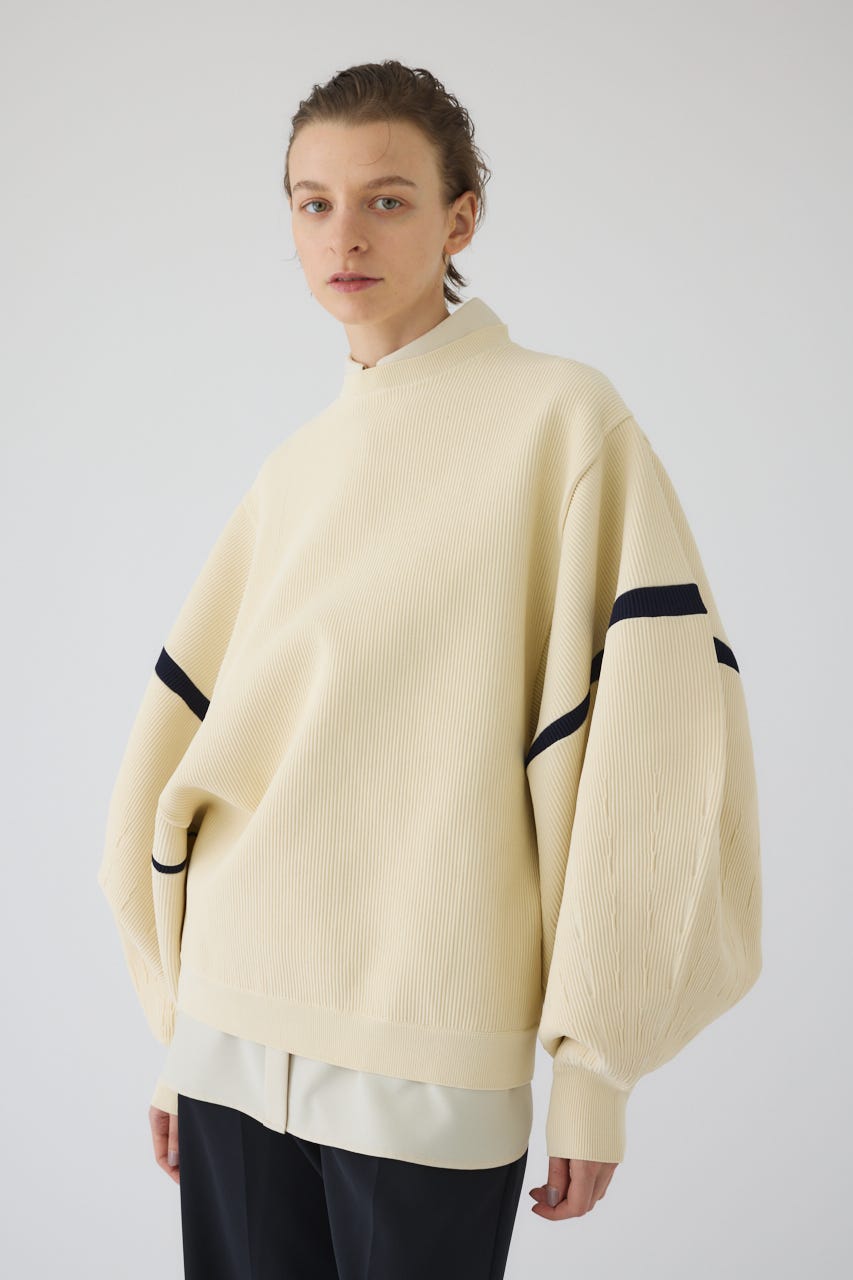 2/4- order start Volume sleeve design knit tops O/WHT FREE