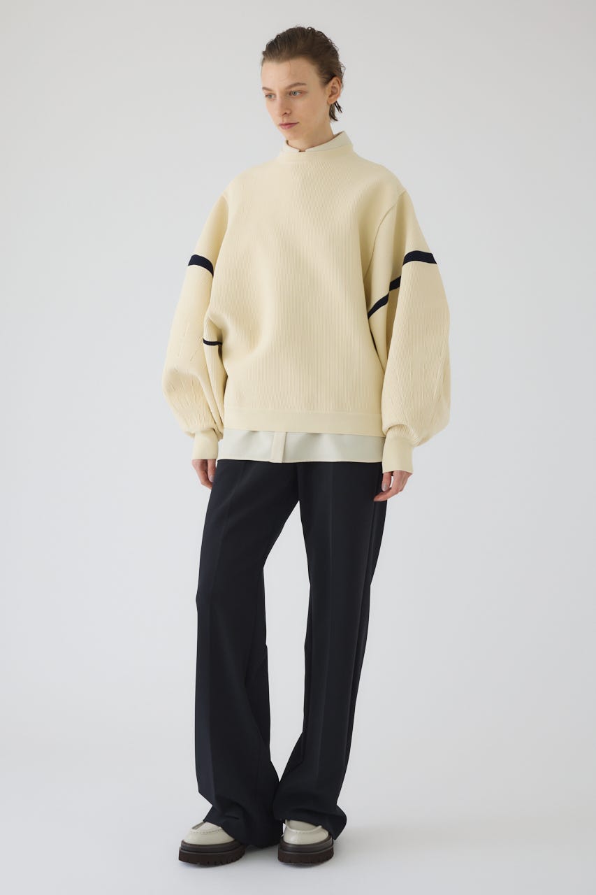 2/4- order start Volume sleeve design knit tops O/WHT FREE