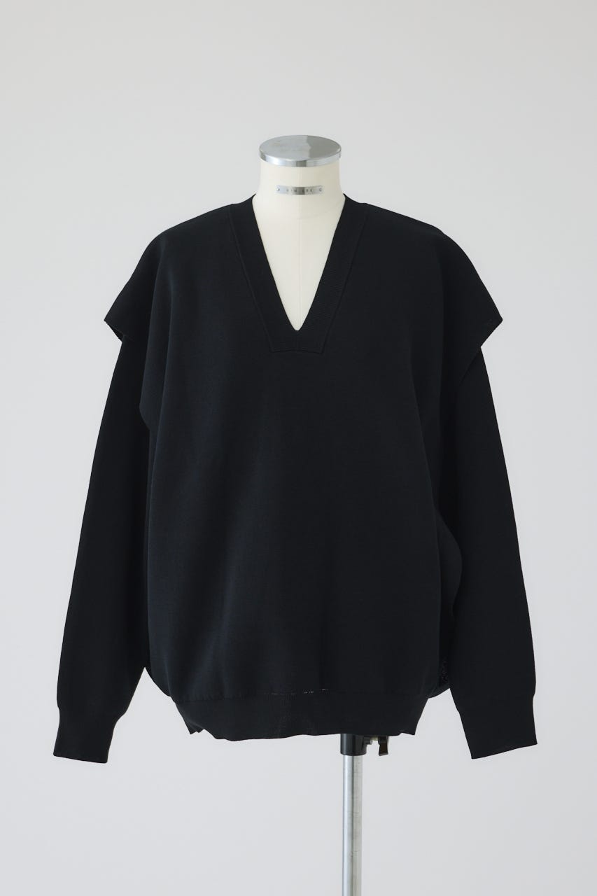 1/1- order start Side open oversized knit PO BLK FREE