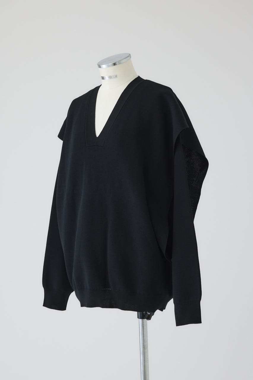 1/1- order start Side open oversized knit PO BLK FREE