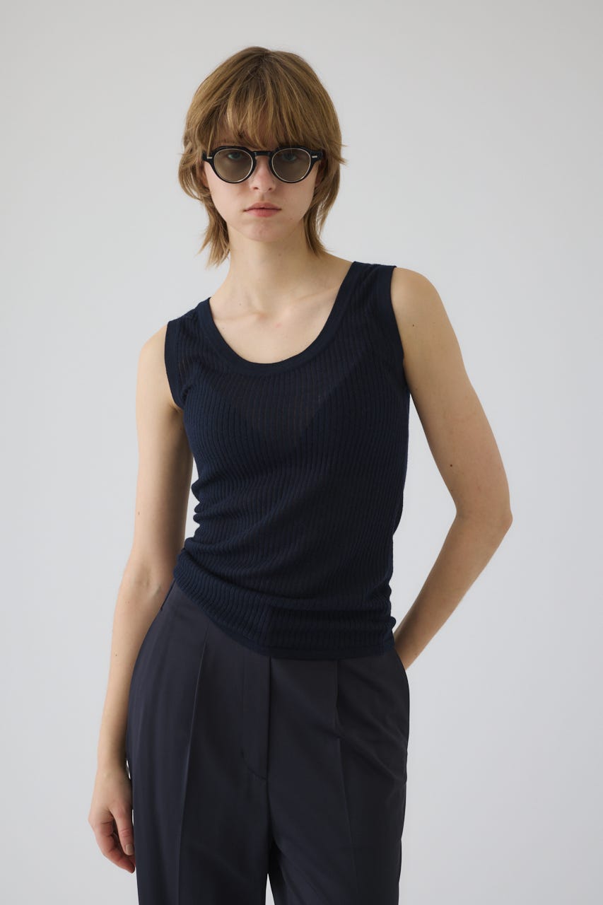 Needle knit tank top NVY FREE