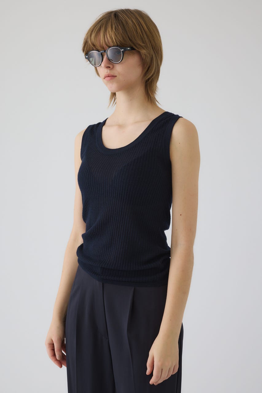 Needle knit tank top NVY FREE