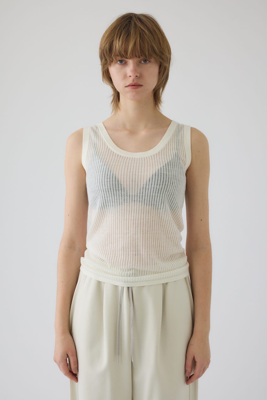 Needle knit tank top WHT FREE