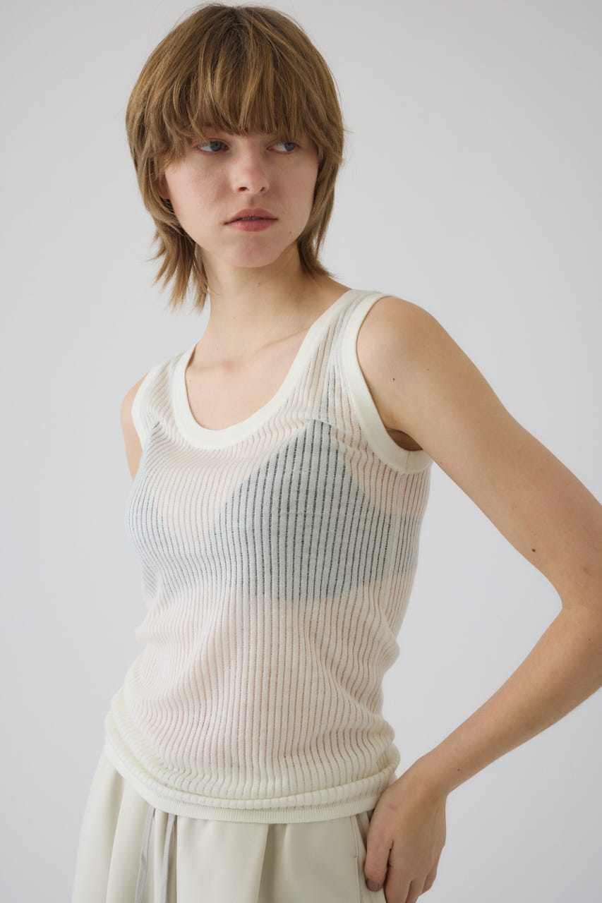 Needle knit tank top WHT FREE