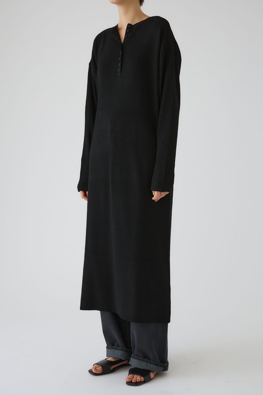 Fabric covered button dress BLK 38