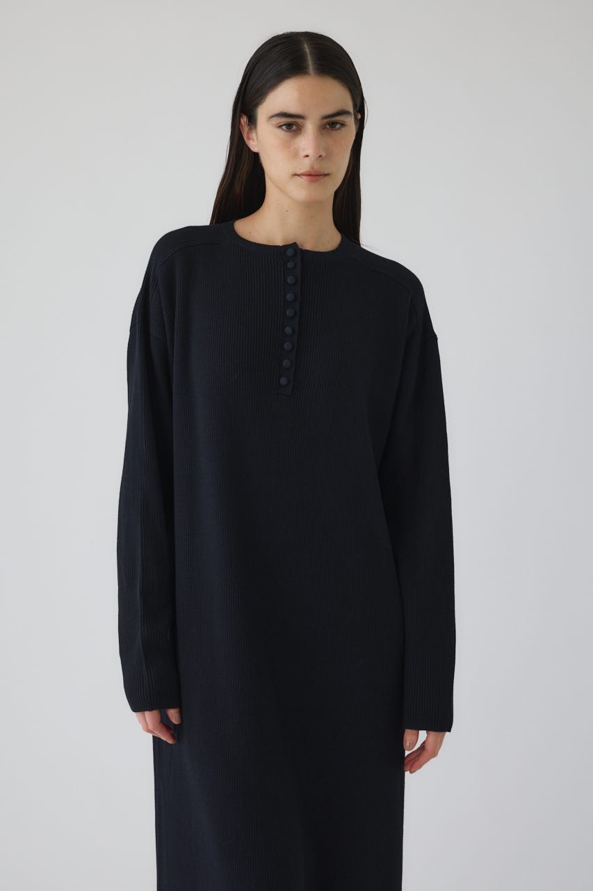 12/3- order start Fabric covered button dress D/NVY 38