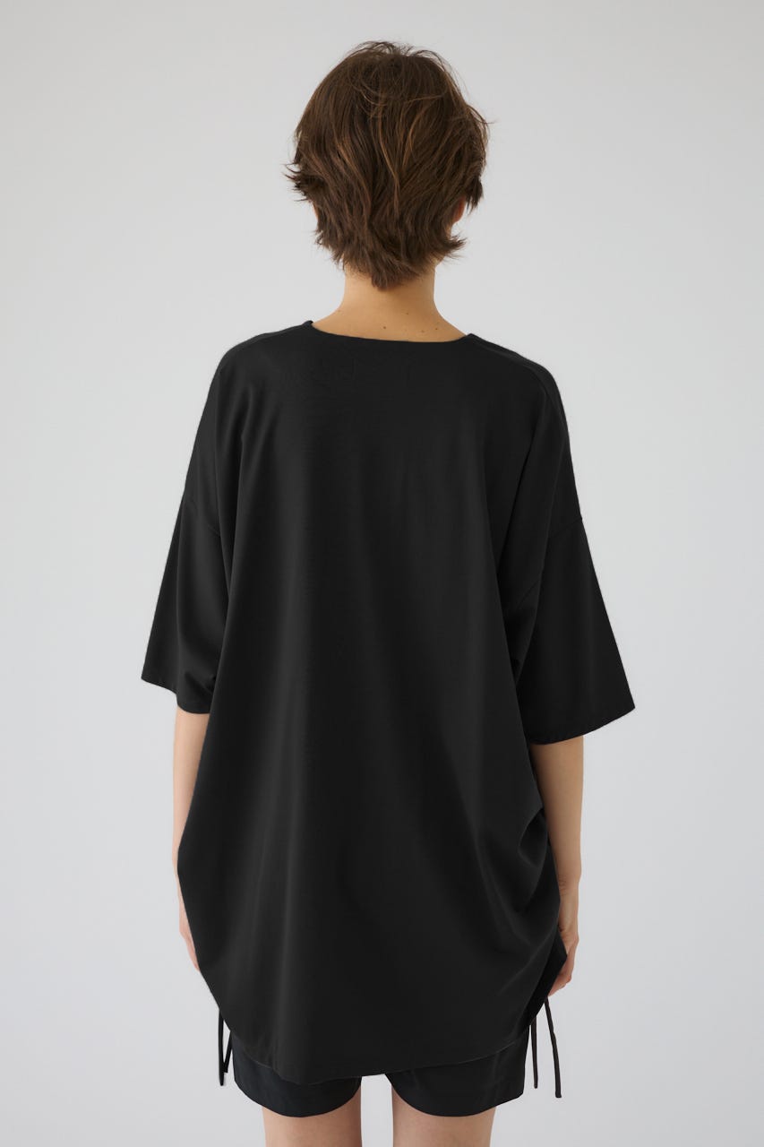 Side drawstring big T-shirts BLK FREE