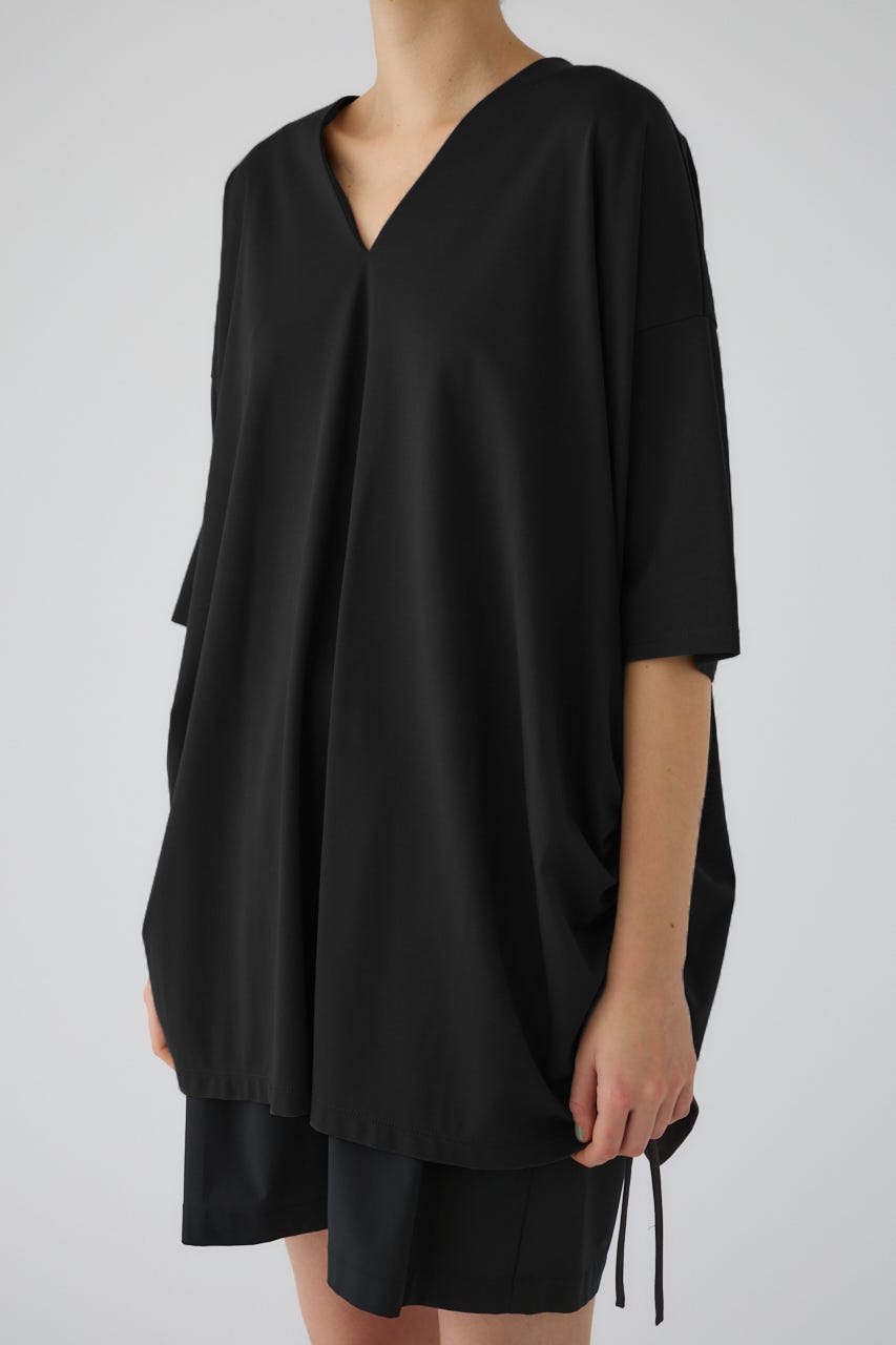 Side drawstring big T-shirts BLK FREE