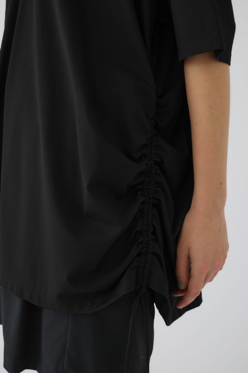 Side drawstring big T-shirts BLK FREE