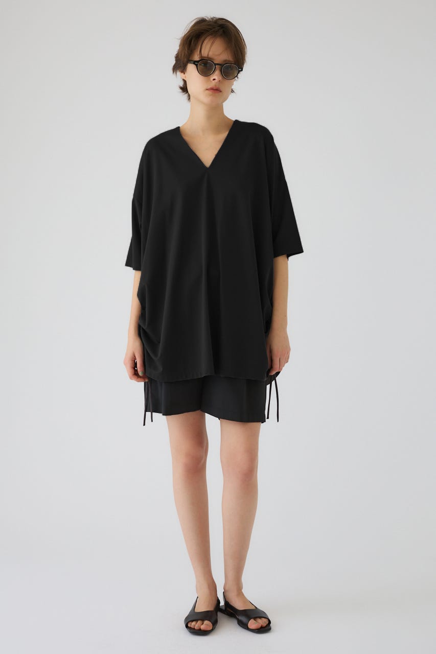 Side drawstring big T-shirts BLK FREE