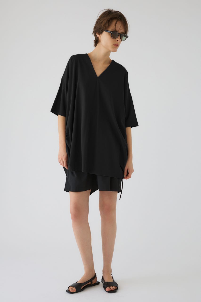 Side drawstring big T-shirts BLK FREE
