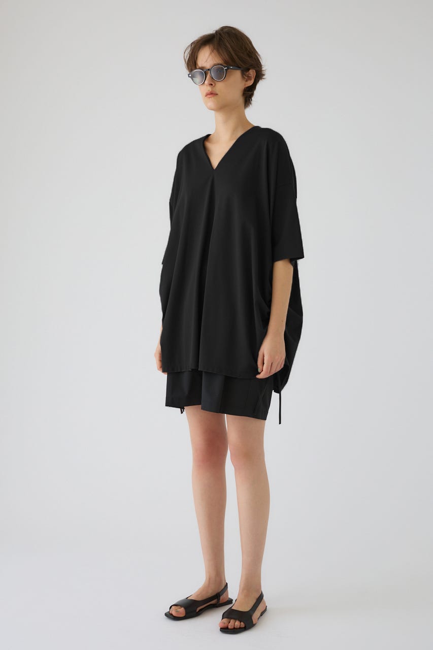 Side drawstring big T-shirts BLK FREE