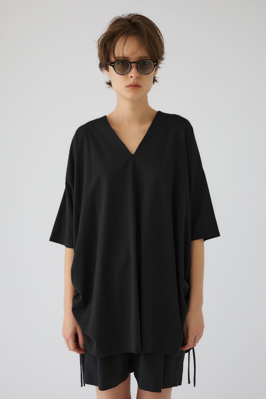Side drawstring big T-shirts BLK FREE